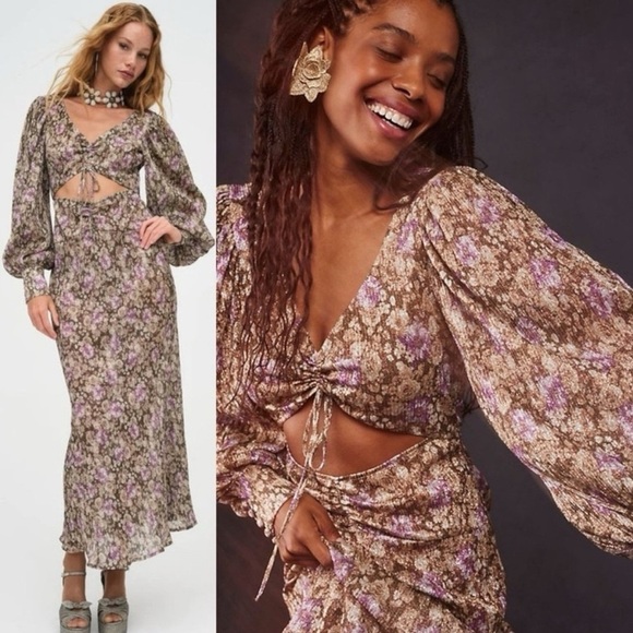 For Love And Lemons Dresses & Skirts - For Love & Lemons Wynne Maxi Dress Size S NWT Cut Out Shimmer Coquette